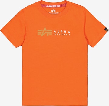 ALPHA INDUSTRIES - Camisola 'Alpha Label' em laranja: frente