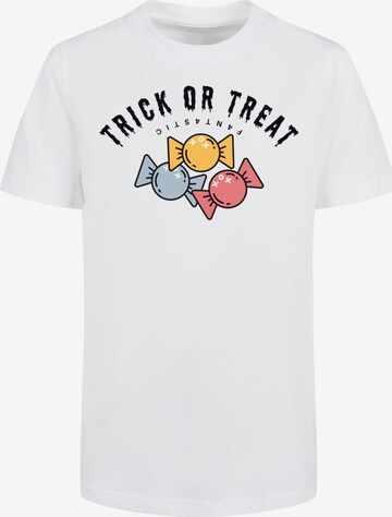 F4NT4STIC Shirt 'Trick Or Treat Halloween' in Wit: voorkant