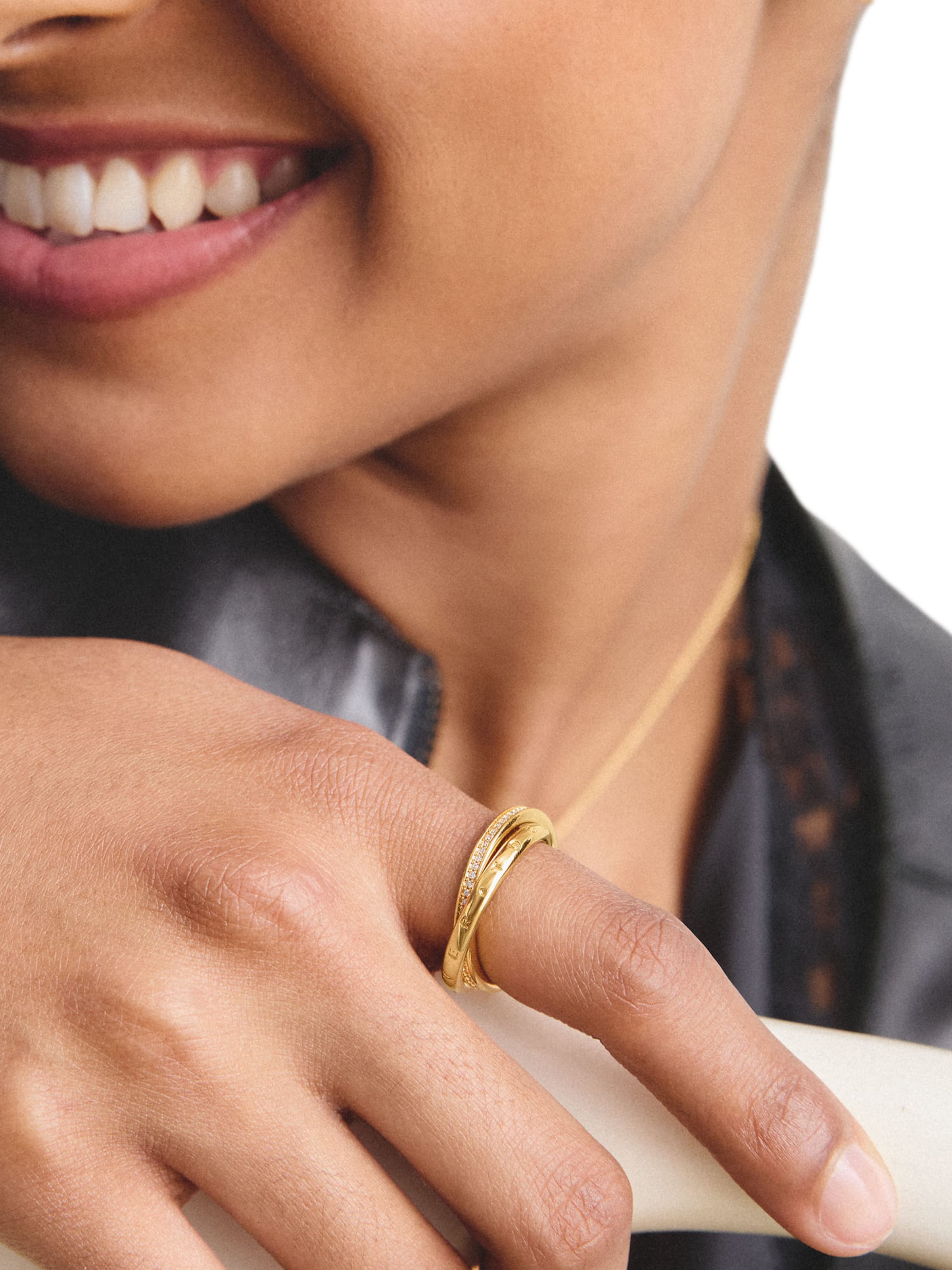 Thomas Sabo Doppelring Together mit weißem Zirkonia in Gold: Vorderseite