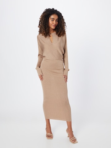 Calvin Klein Knitted dress in Brown: front