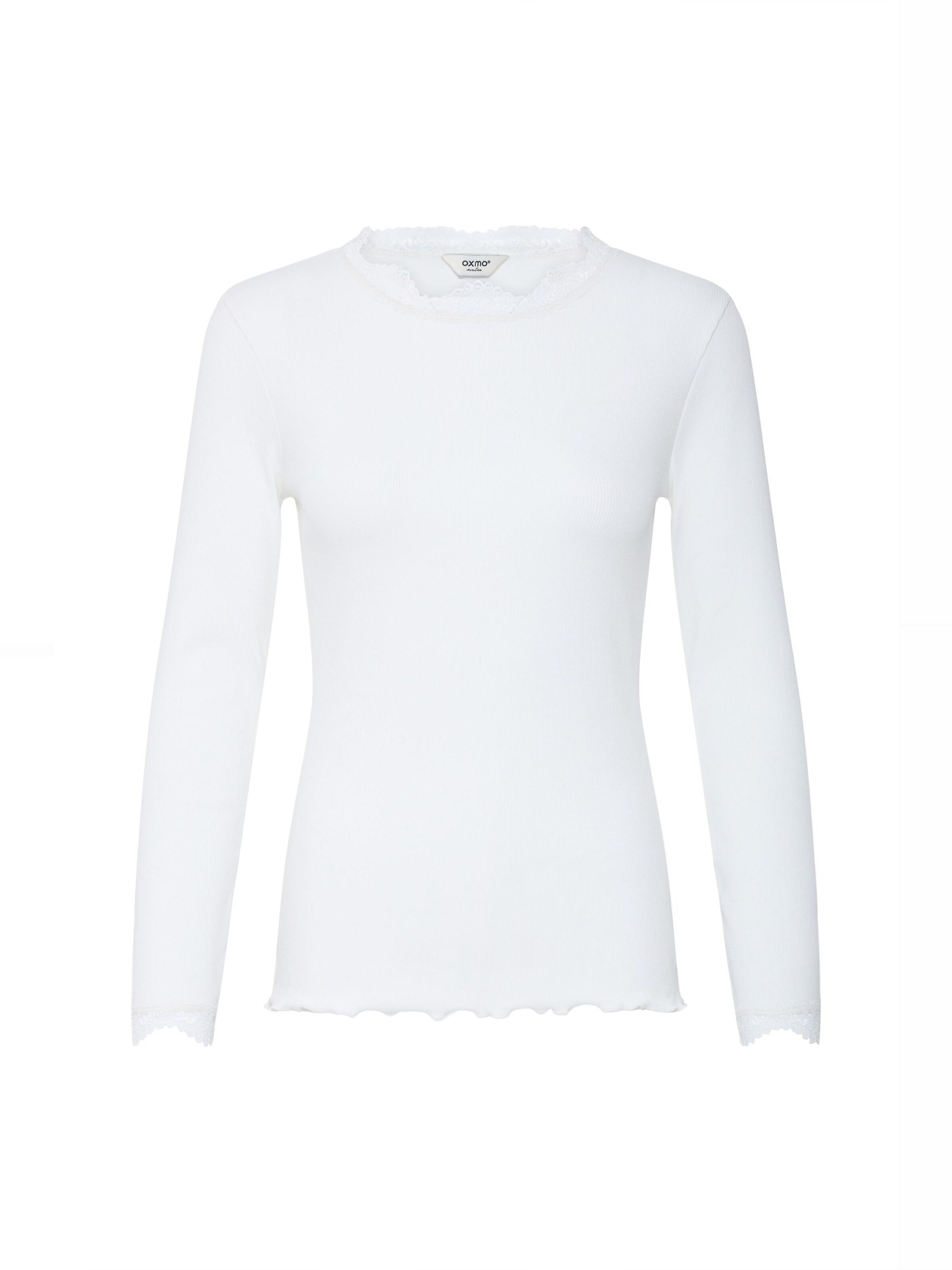 Oxmo Langarmshirt ' OXNSuna Lace ' in Weiß: Vorderseite
