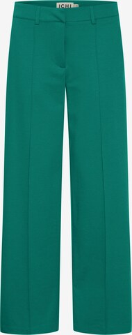 ICHI Pleated Pants in Green: front