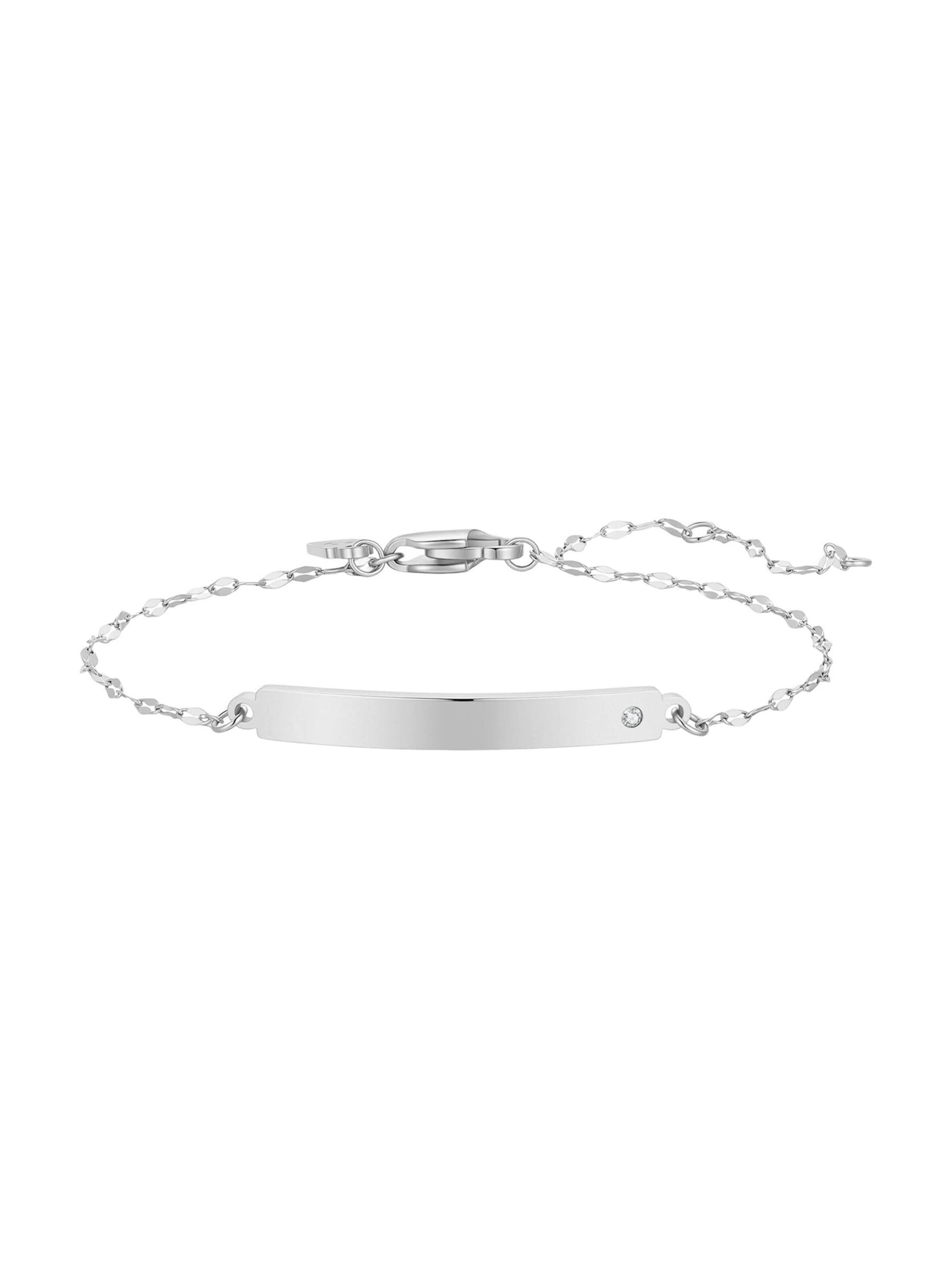 Hey Happiness Armband 'Crystal Bar Rolo' in Zilver