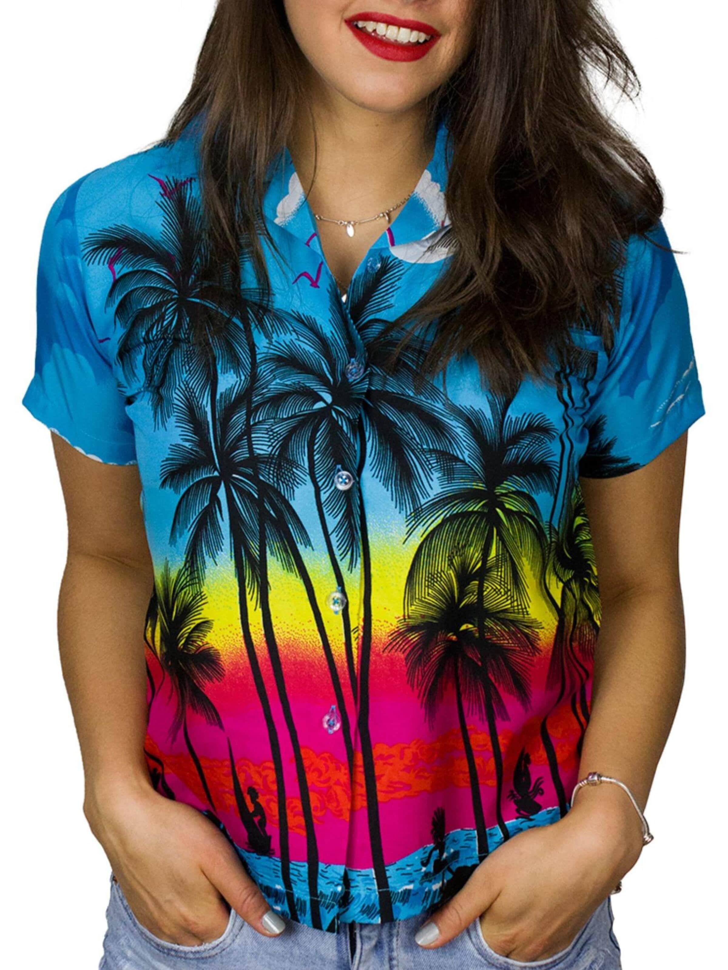 King Kameha Blouse 'Beach' in Blauw: voorkant