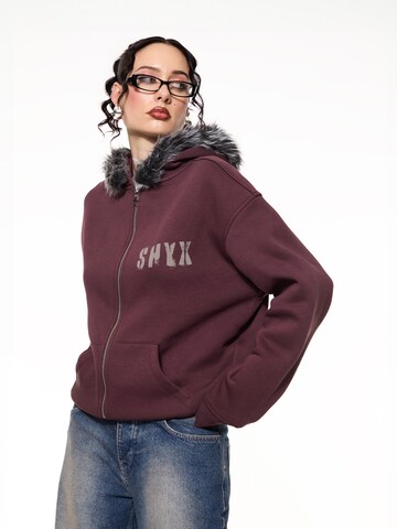 SHYX - Sudadera con cremallera en marrón: frente