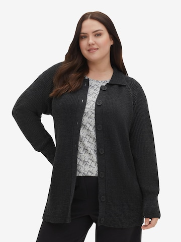 SHEEGO Knit Cardigan in Black: front