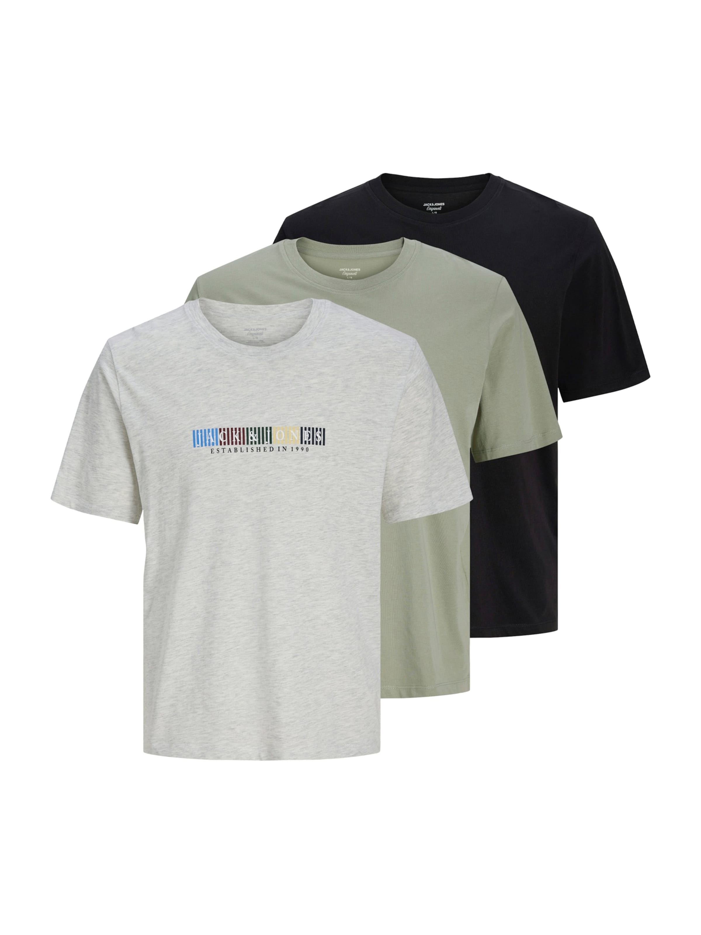 JACK & JONES Μπλουζάκι 'JORNANTUCKET' σε αζούρ / ανοικτό γκρι / πράσινο παστέλ / μαύρο, Άποψη προϊόντος