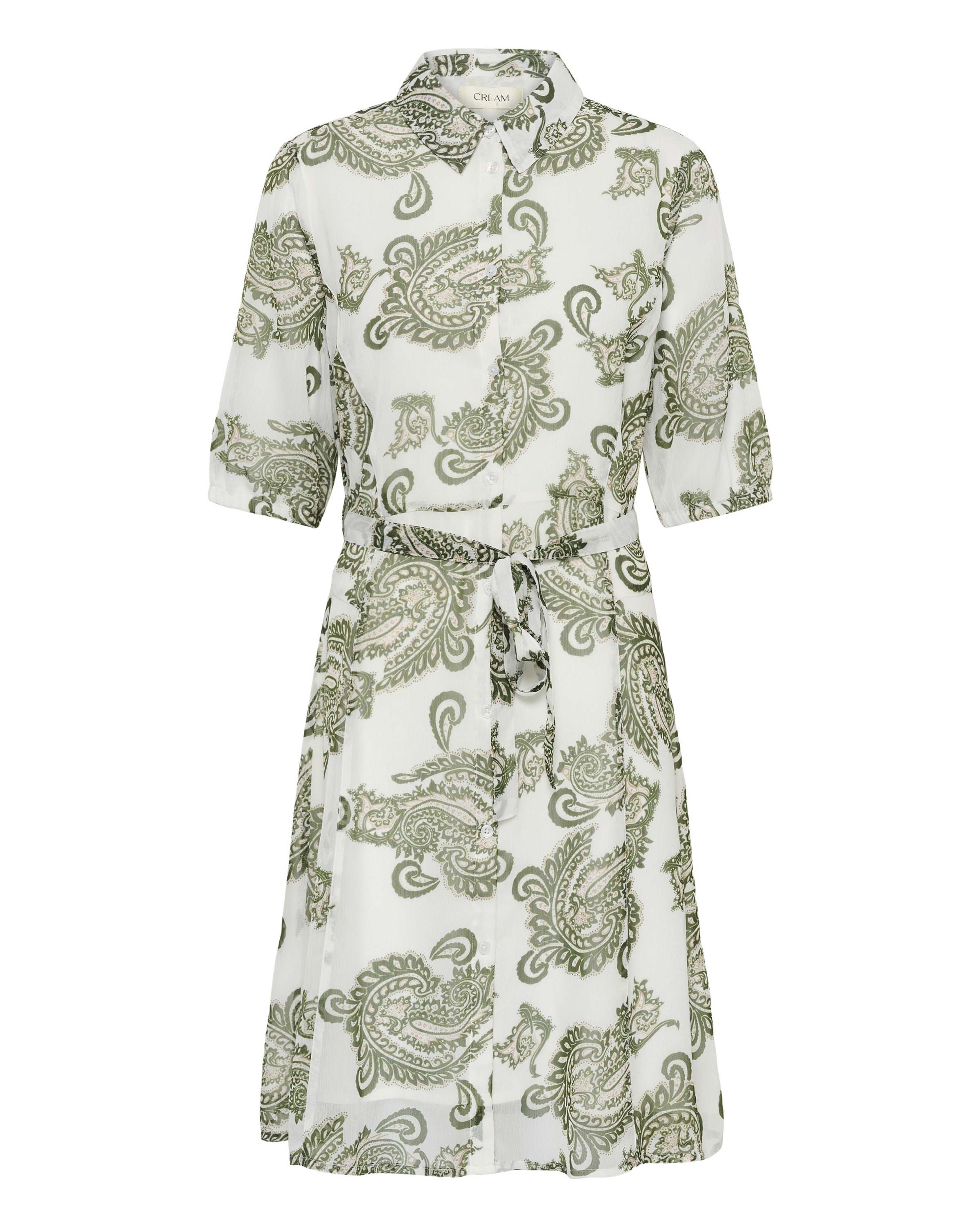 Cream Jurk in Groen: voorkant
