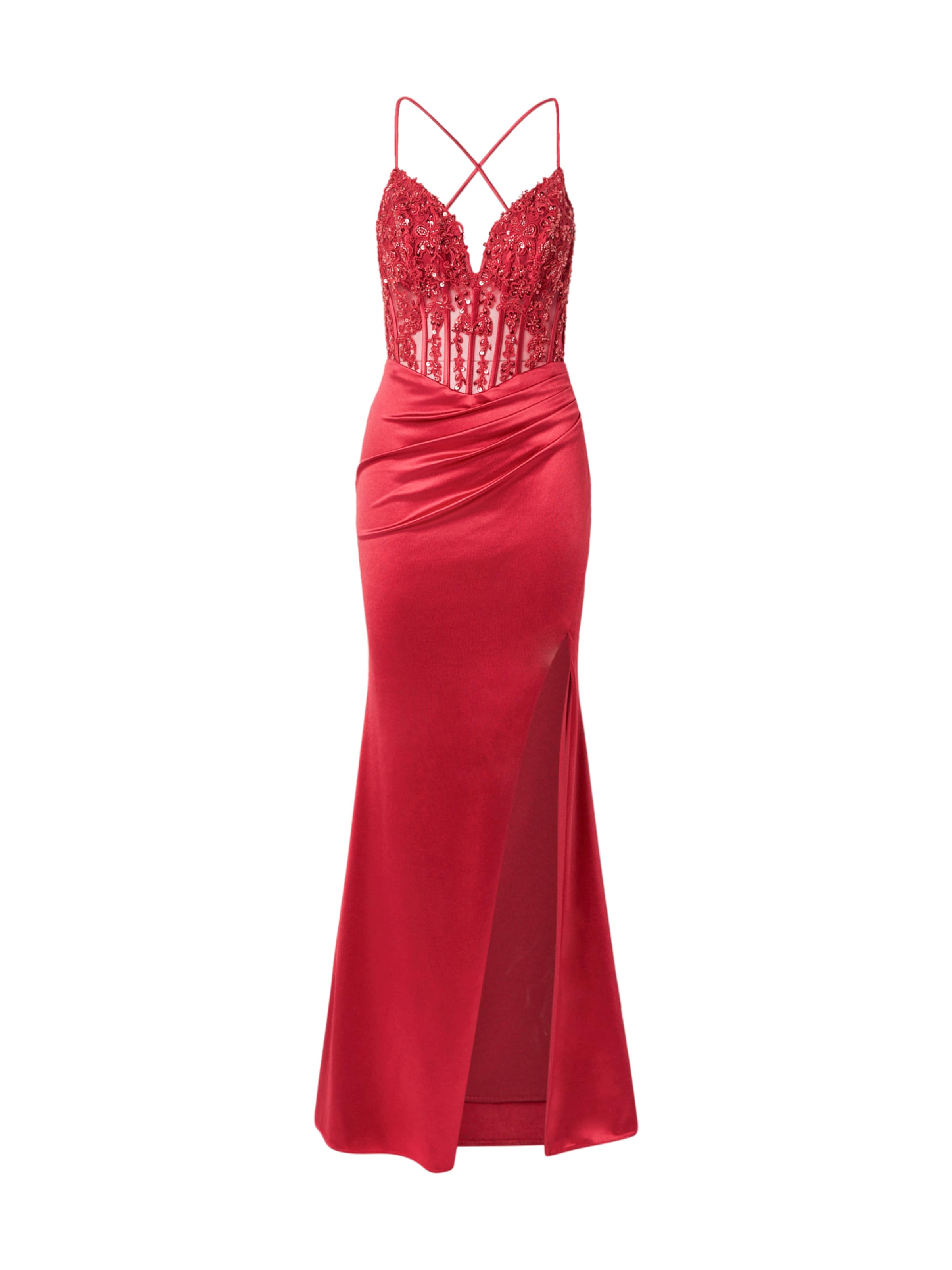 LUXUAR - Vestido de noche en rojo: frente