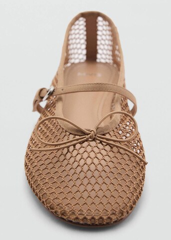 MANGO Ballet Flats 'Gala' in Beige