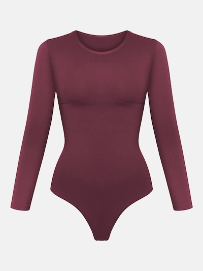 cfab Shaping Bodysuit 'Clean Longsleeve Crewneck Sculpting Bodysuit with String' in XS in Burgundy, Item view