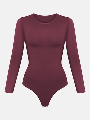 cfab - Body moldeador 'Clean Longsleeve Crewneck Sculpting Bodysuit with String' en rojo: frente