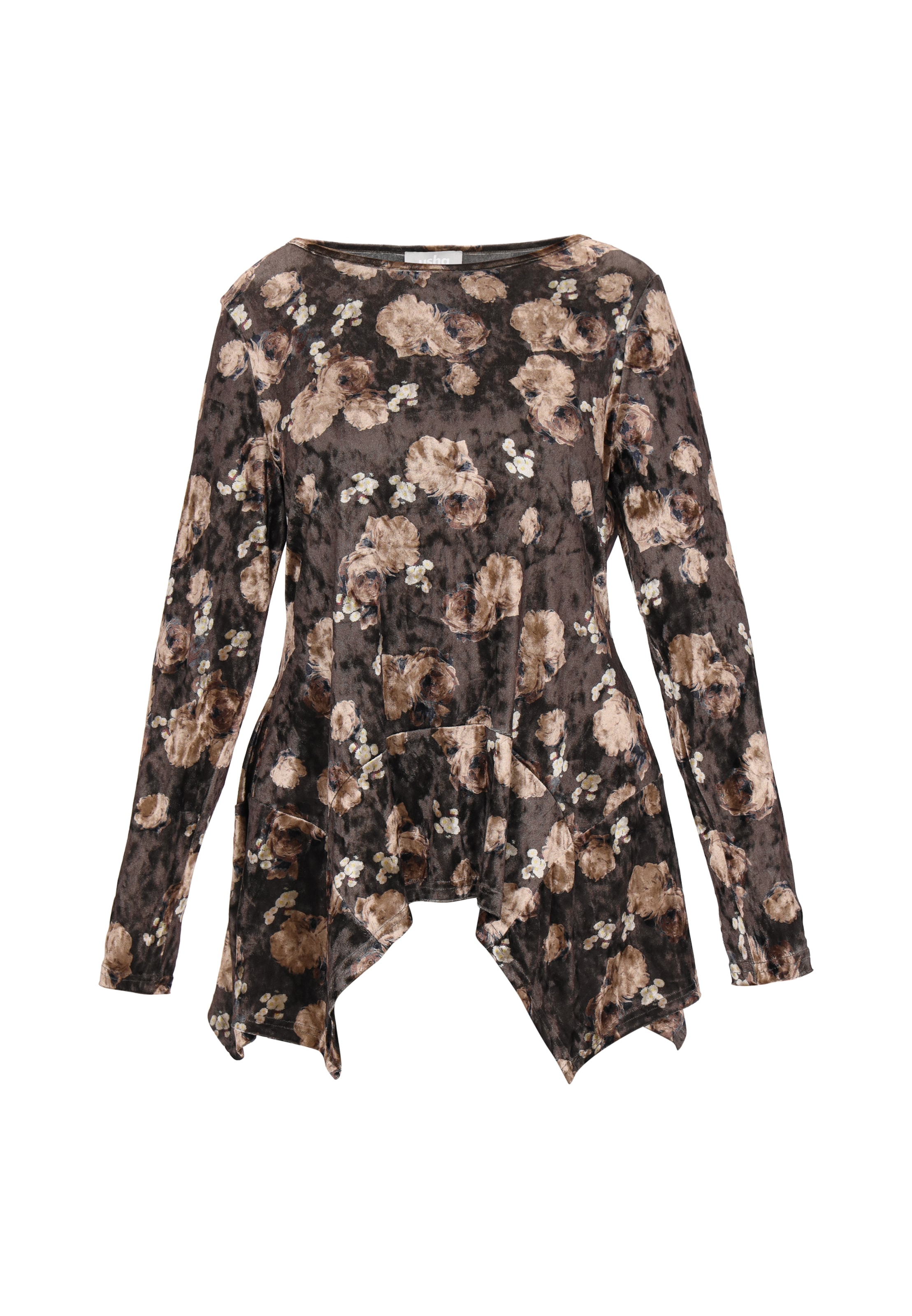 Usha - Blusa em castanho: frente