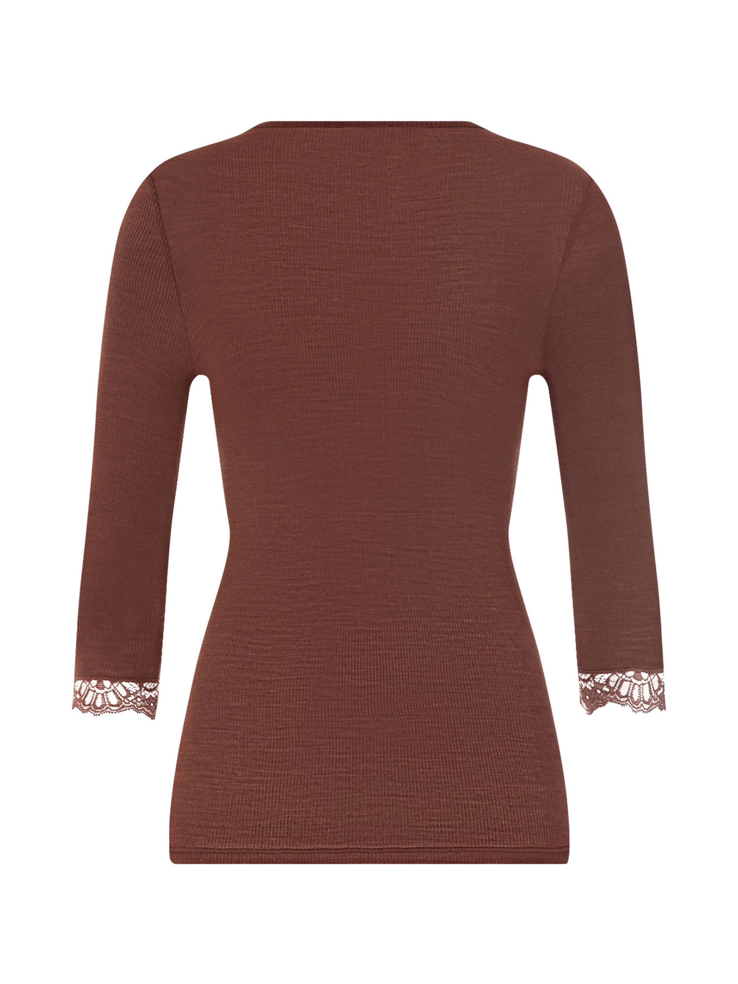 Hanro Shirt ' Woolen Lace ' in Bruin