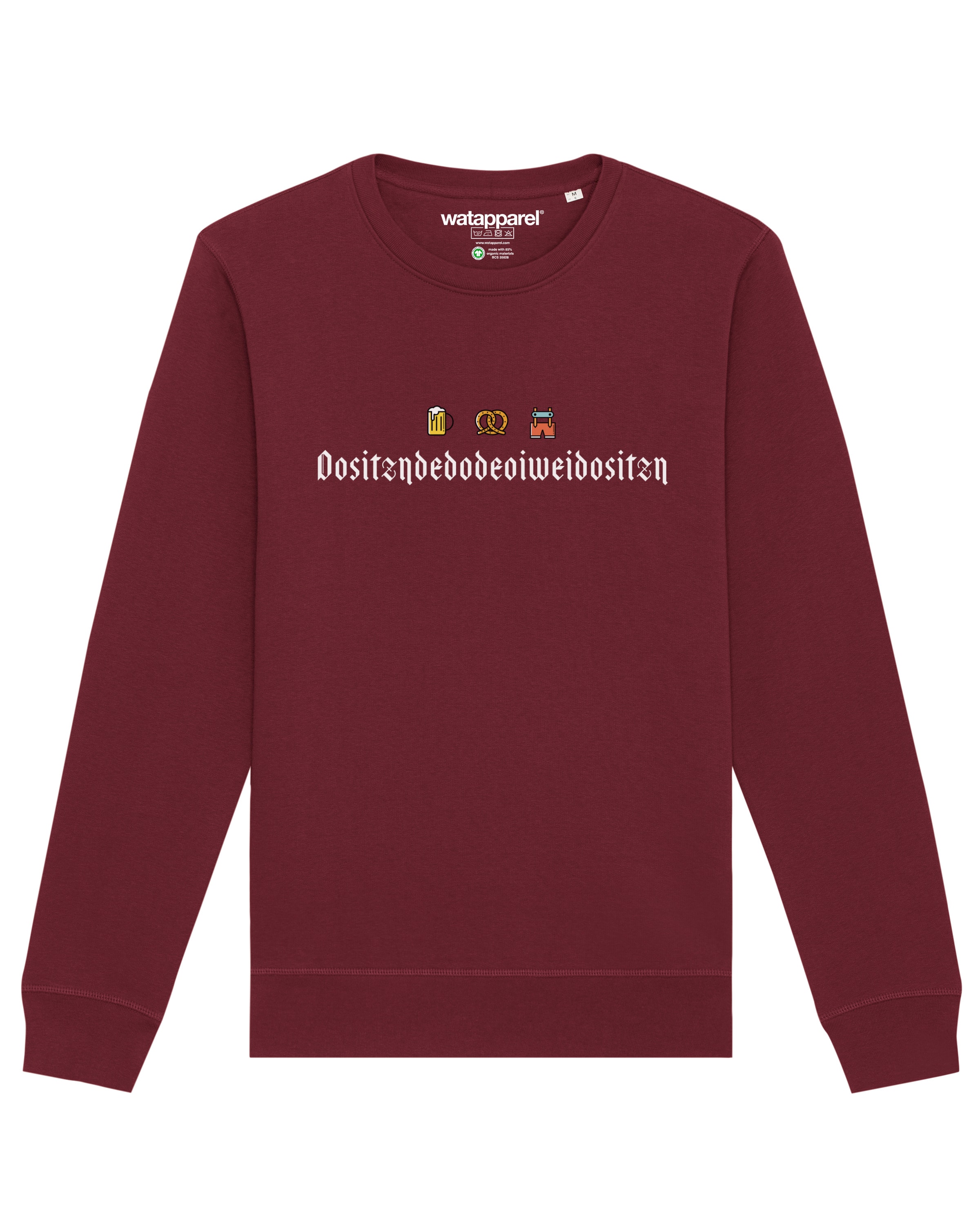 Watapparel Sweatshirt 'Dositzndedodeoiweidositzn' in Rood: voorkant