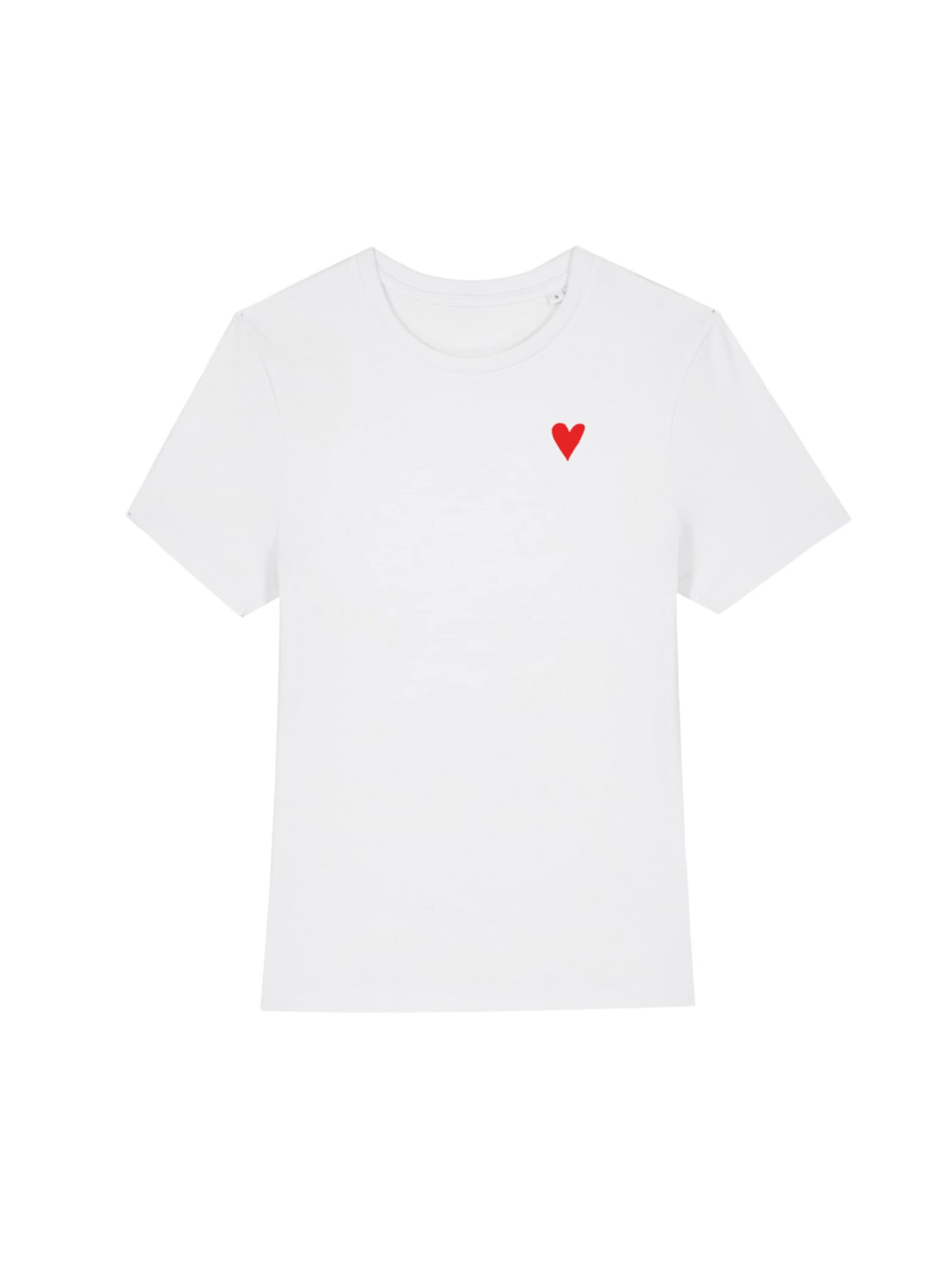 Kultgut Shirt 'Little red heart' in White: front