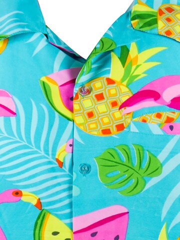 King Kameha Shirt 'Flamingo Melone' in Blau