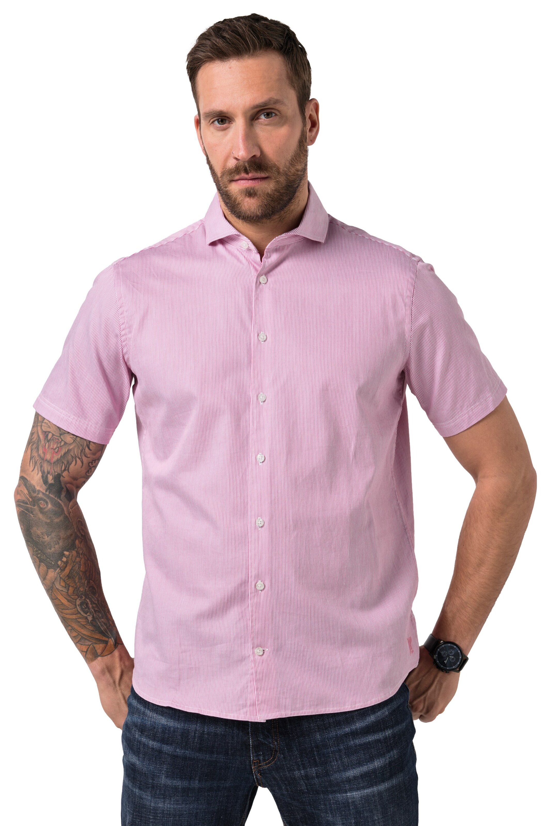 JP1880 Comfort fit Button Up Shirt in Pink: front