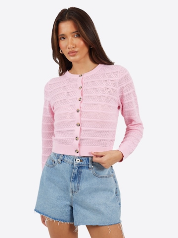 BRAVE SOUL Gebreid vest in Roze: voorkant