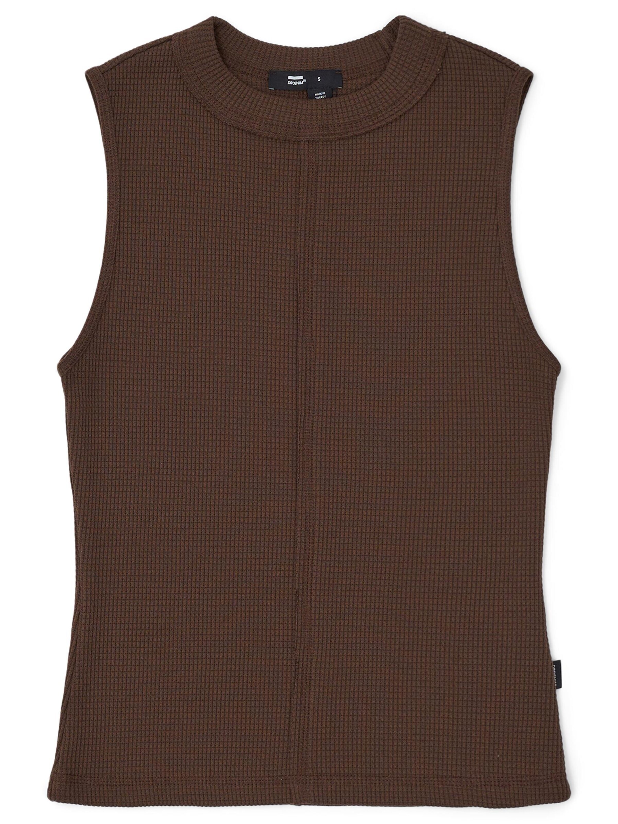 Dr. Denim Top 'Deia Waffle' in Bruin: voorkant