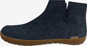 Glerups Muiltjes 'Kautschuksohle' in Blauw: voorkant