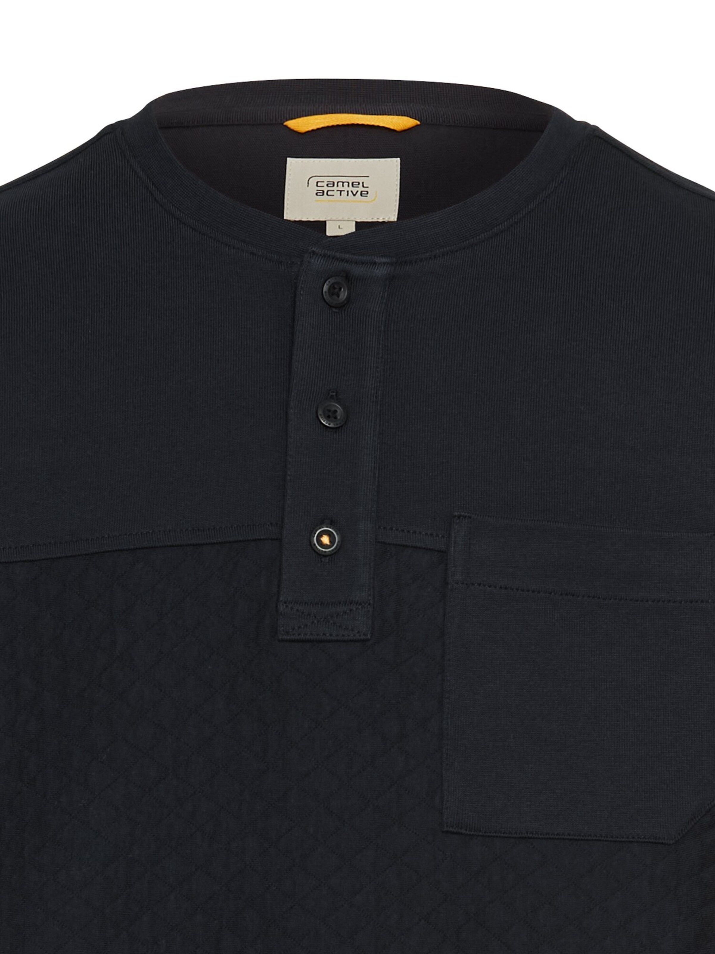 CAMEL ACTIVE Langarm Henley mit Brusttasche in Blau