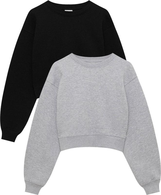 Pull&Bear Sweatshirt in Graumeliert Schwarz Pull&Bear Sweatshirt in Graumeliert Schwarz