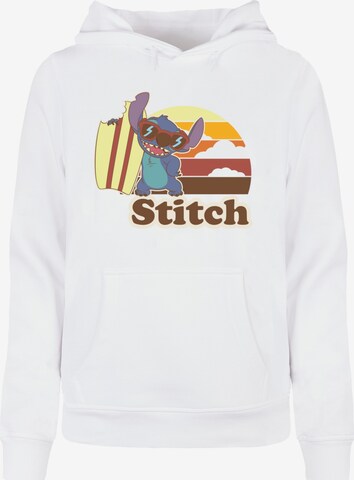 ABSOLUTE CULT Sweatshirt 'Lilo And Stitch - Bitten Surf Board' in White: front