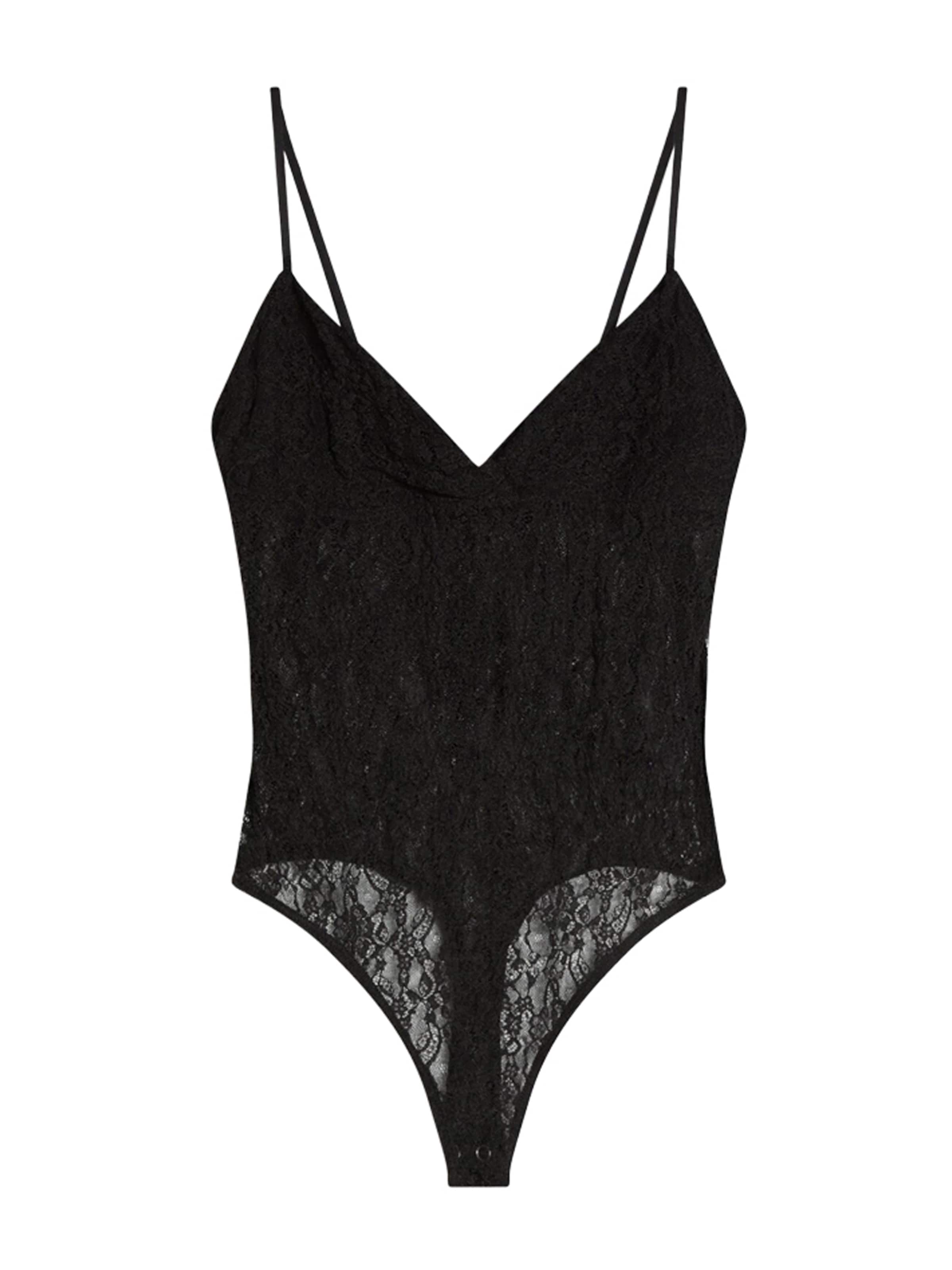 Tricou body de la Bershka pe negru: față