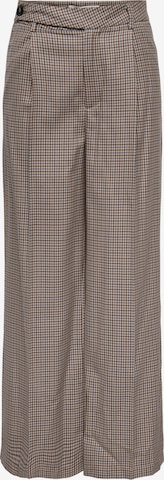 ONLY Wide leg Pleat-Front Pants 'Nantes' in Brown: front