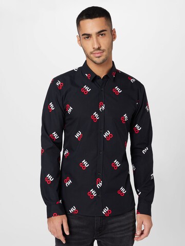 HUGO Regular fit Button Up Shirt 'Ero' in Black: front