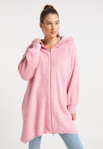 taddy Knitted Coat in Pink: front