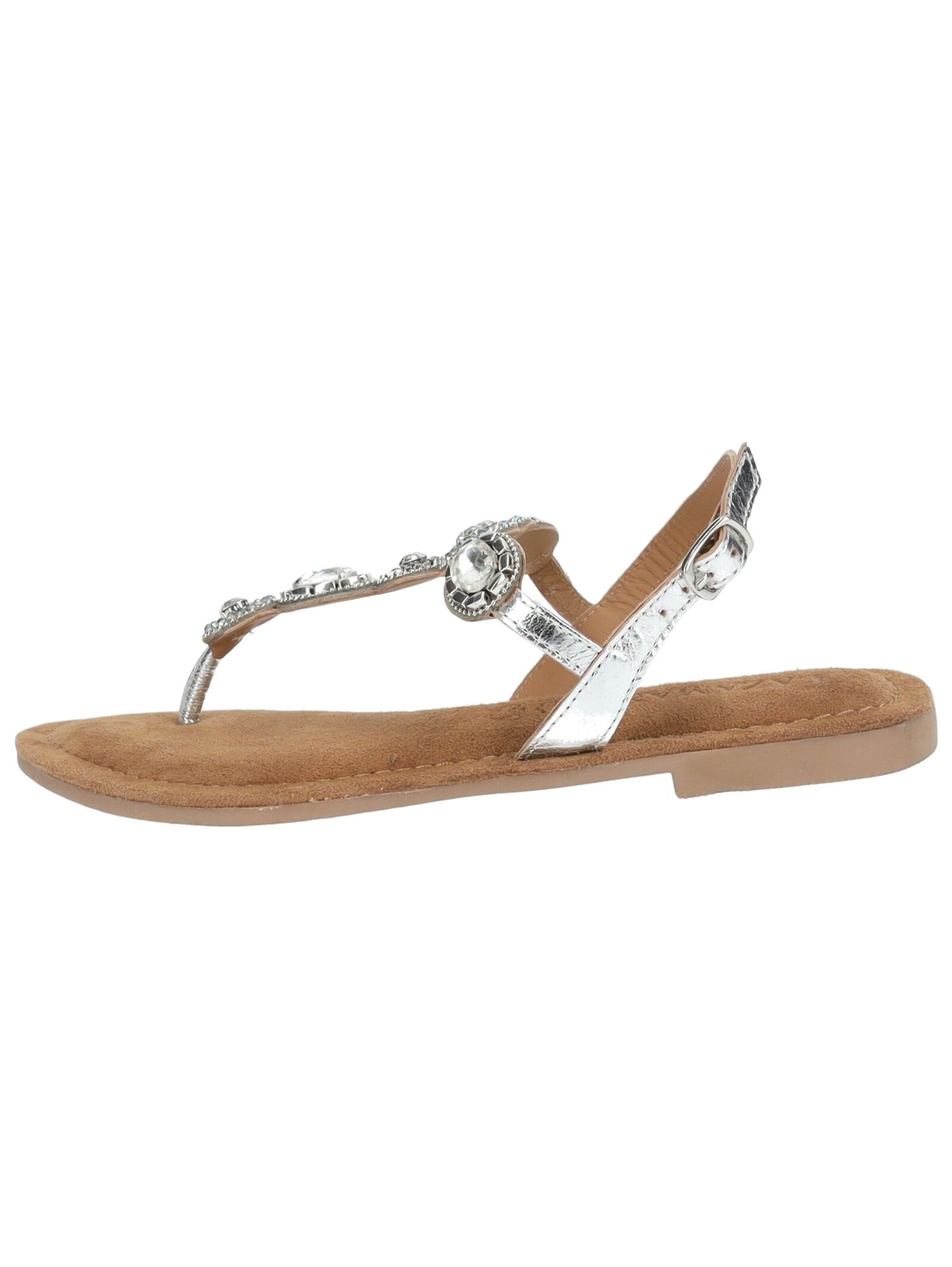 LAZAMANI T-Bar Sandals in Silver