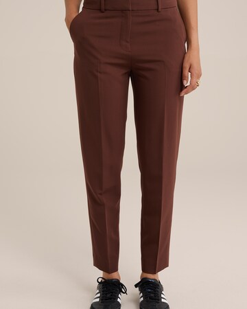 WE Fashion Slim fit Trousers in Brown: front