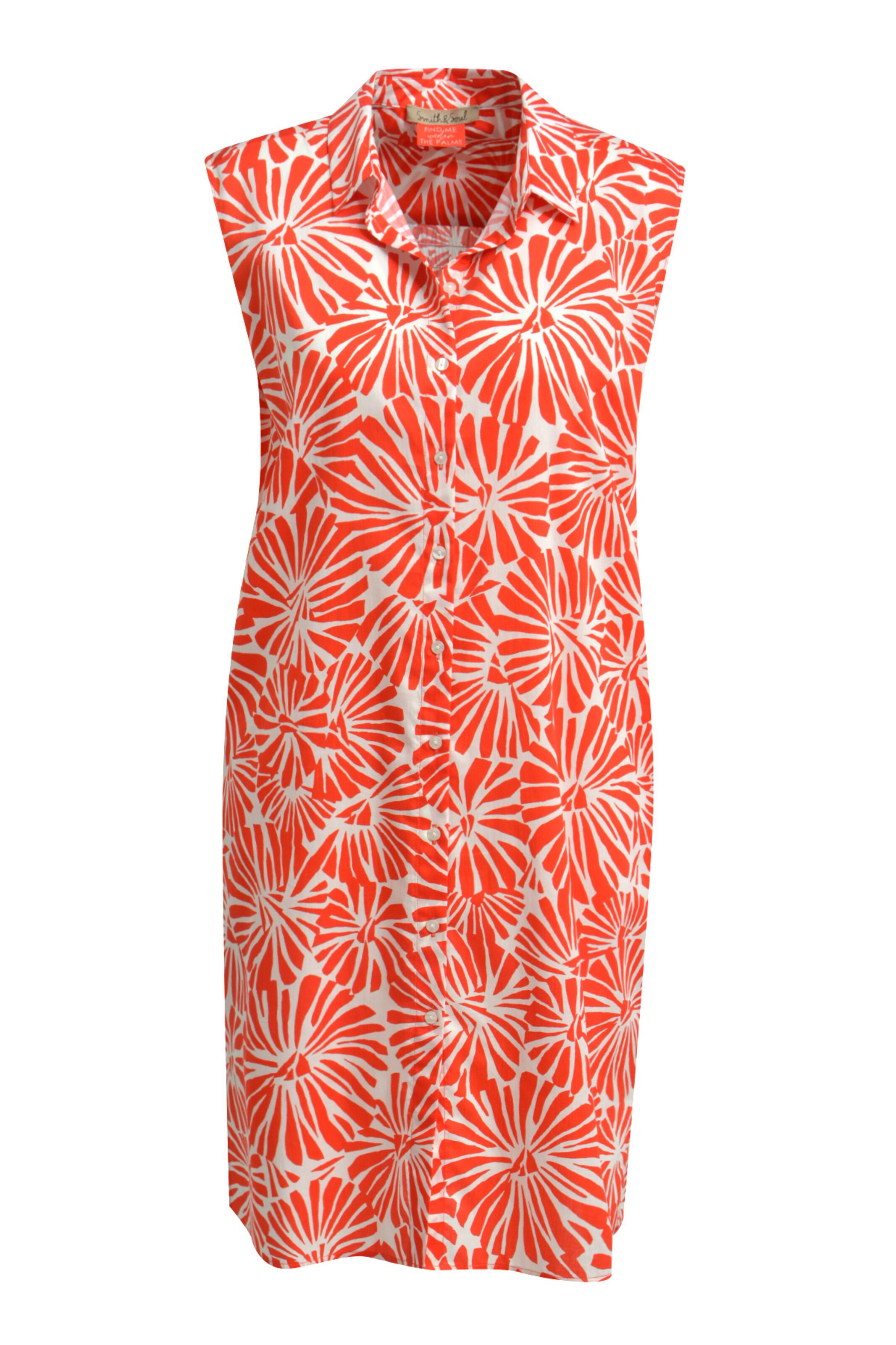 Smith&Soul Ärmelloses  gemustertes Hemdblusenkleid in Weiß: Vorderseite