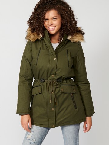 KOROSHI Between-seasons parka in Green: front