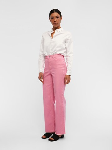OBJECT Wide Leg Jeans 'Savannah' in Pink