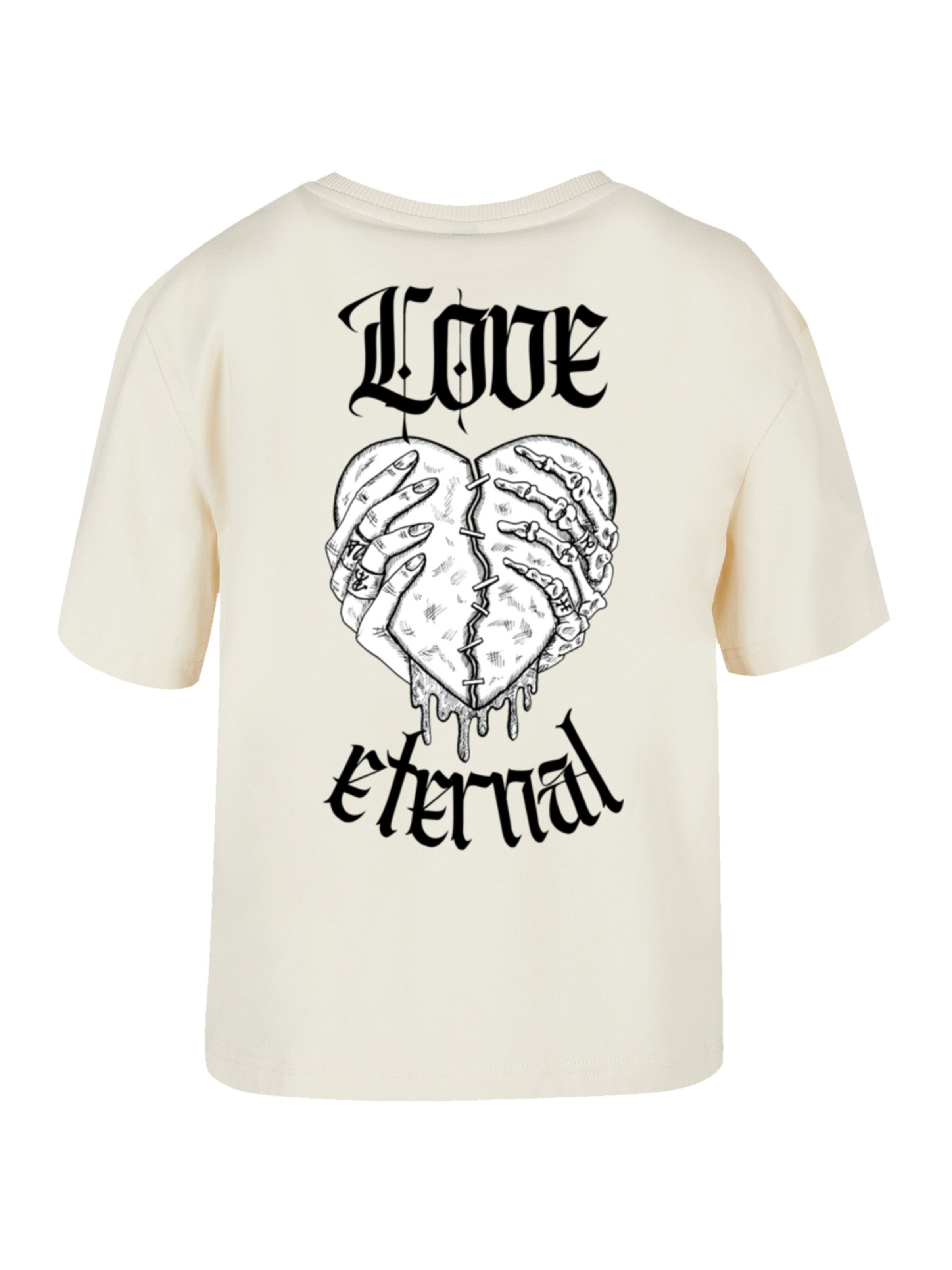 T-shirt 'Love Eternal Valentinstag Herz in Händen' F4NT4STIC en beige