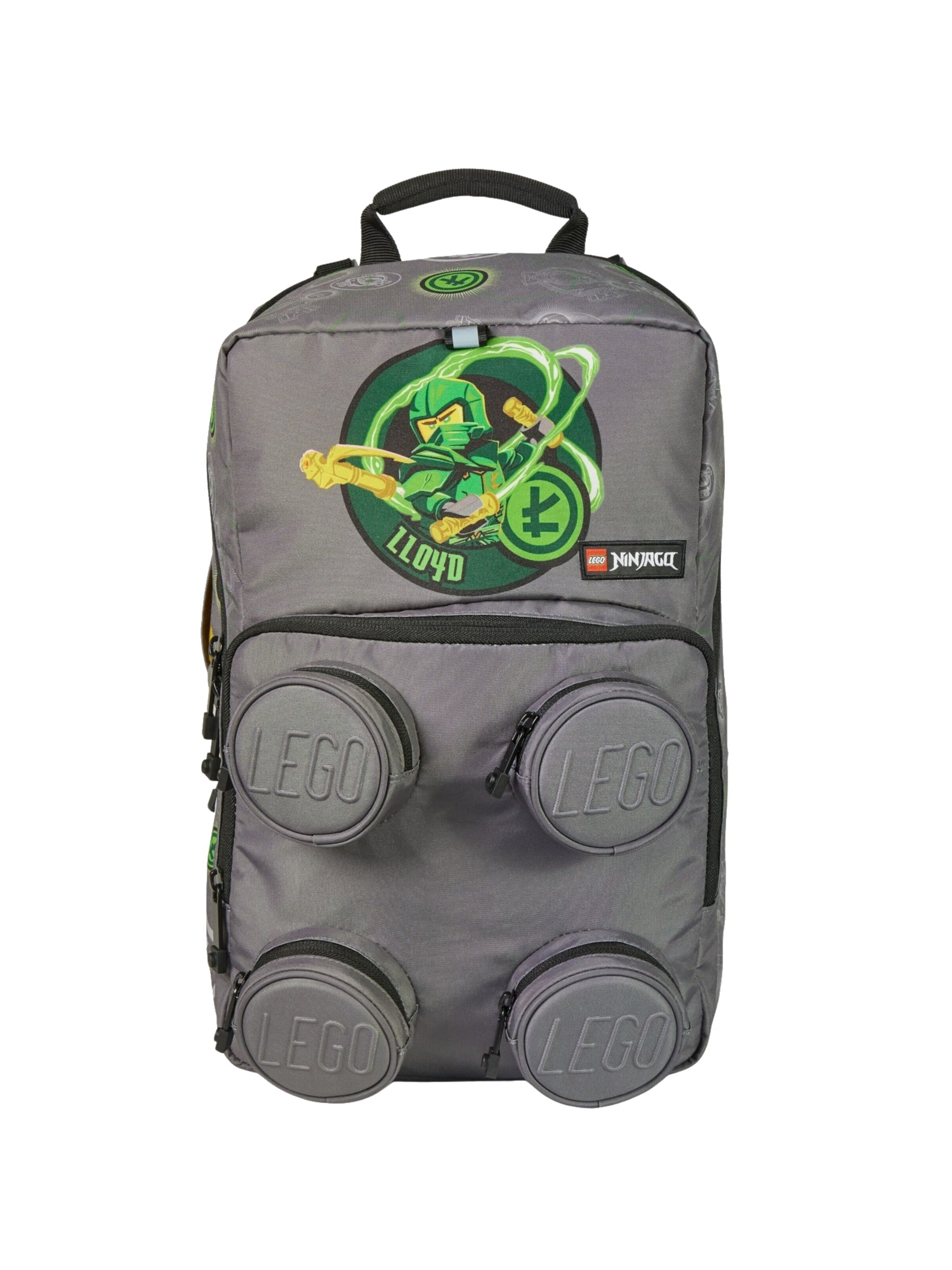 LEGO Backpack 'LEGO Bricks Petersen School Backpack' in Grey: front