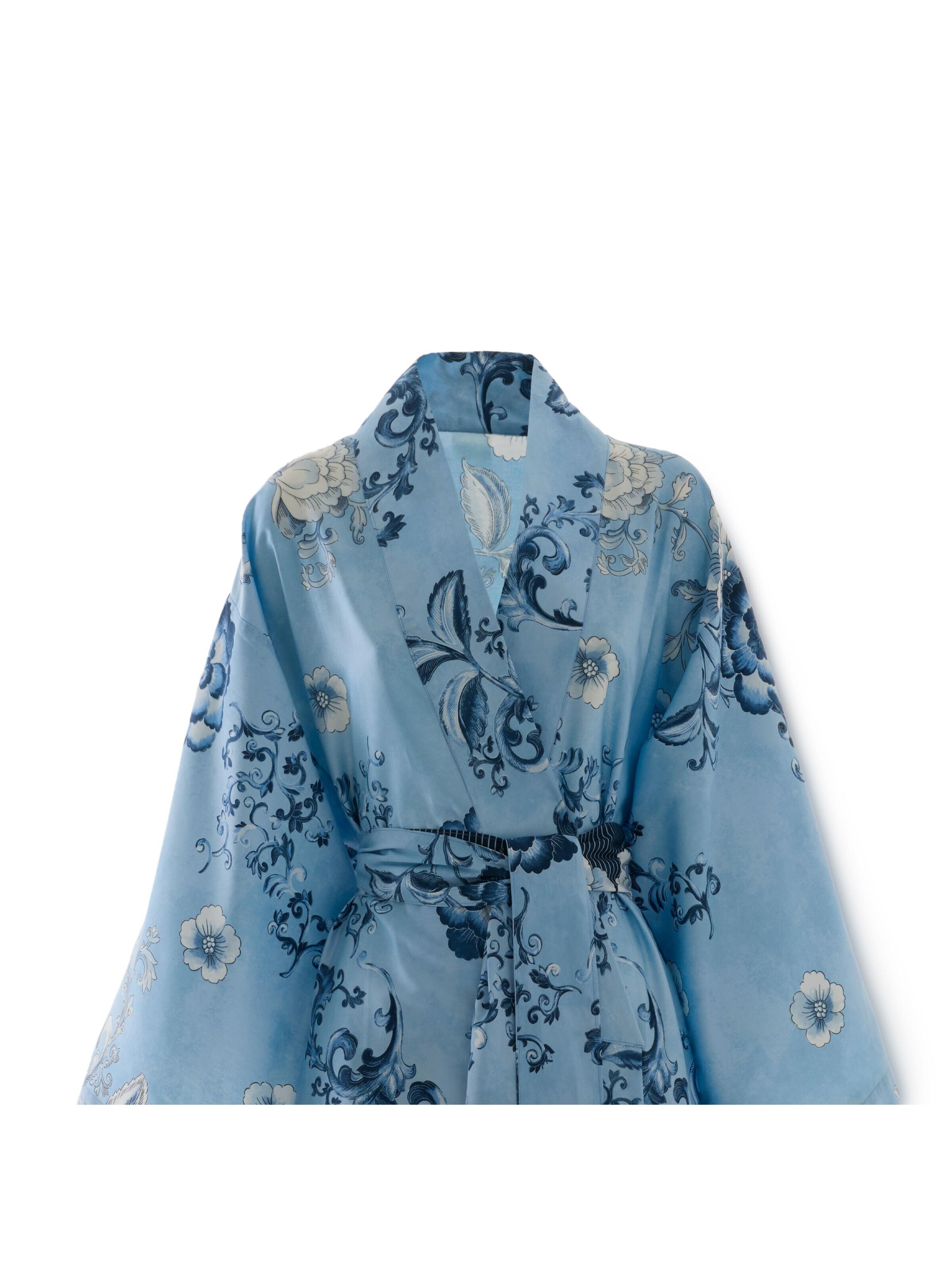 BASSETTI Kimono 'PARAGGI'  aus reinem Baumwollsatin in Blau