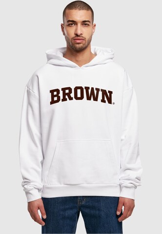 Merchcode Sweatshirt 'Brown University - Script' in Weiß: predná strana