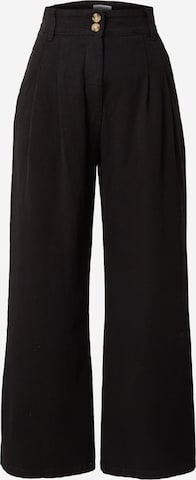 EDITED Wide leg Pleat-front jeans 'Ellis' in Black: front