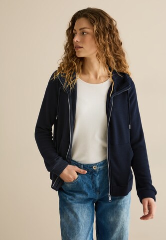 CECIL Zip-Up Hoodie in Blue: front