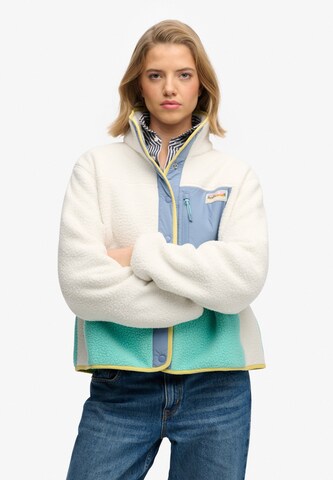 Superdry Fleece jas in Wit: voorkant