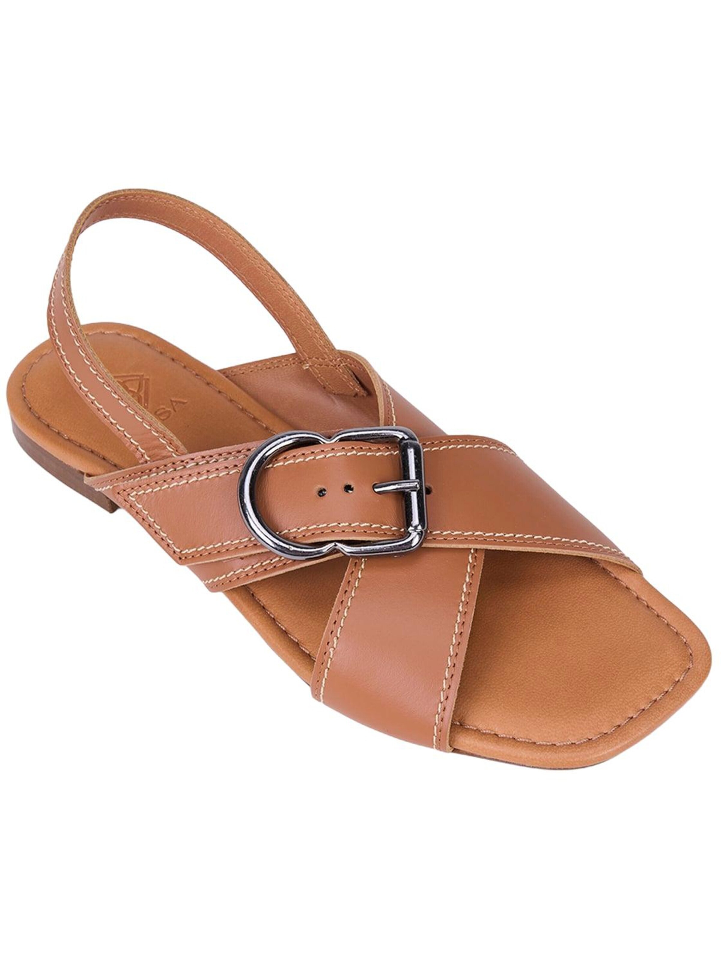 Desa Sandals 'Sandalen mit gekreuzten Riemen' in Brown: front
