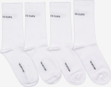 The Arctic Bay Socken 'WORLD IS EDITION' in Weiß: Vorderseite