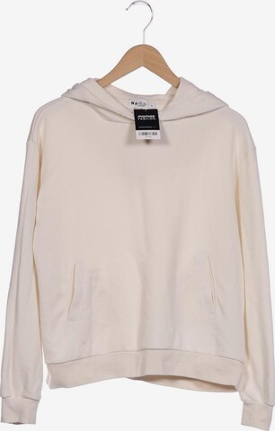 NA-KD Sweatshirt & Zip-Up Hoodie in XL in White: front
