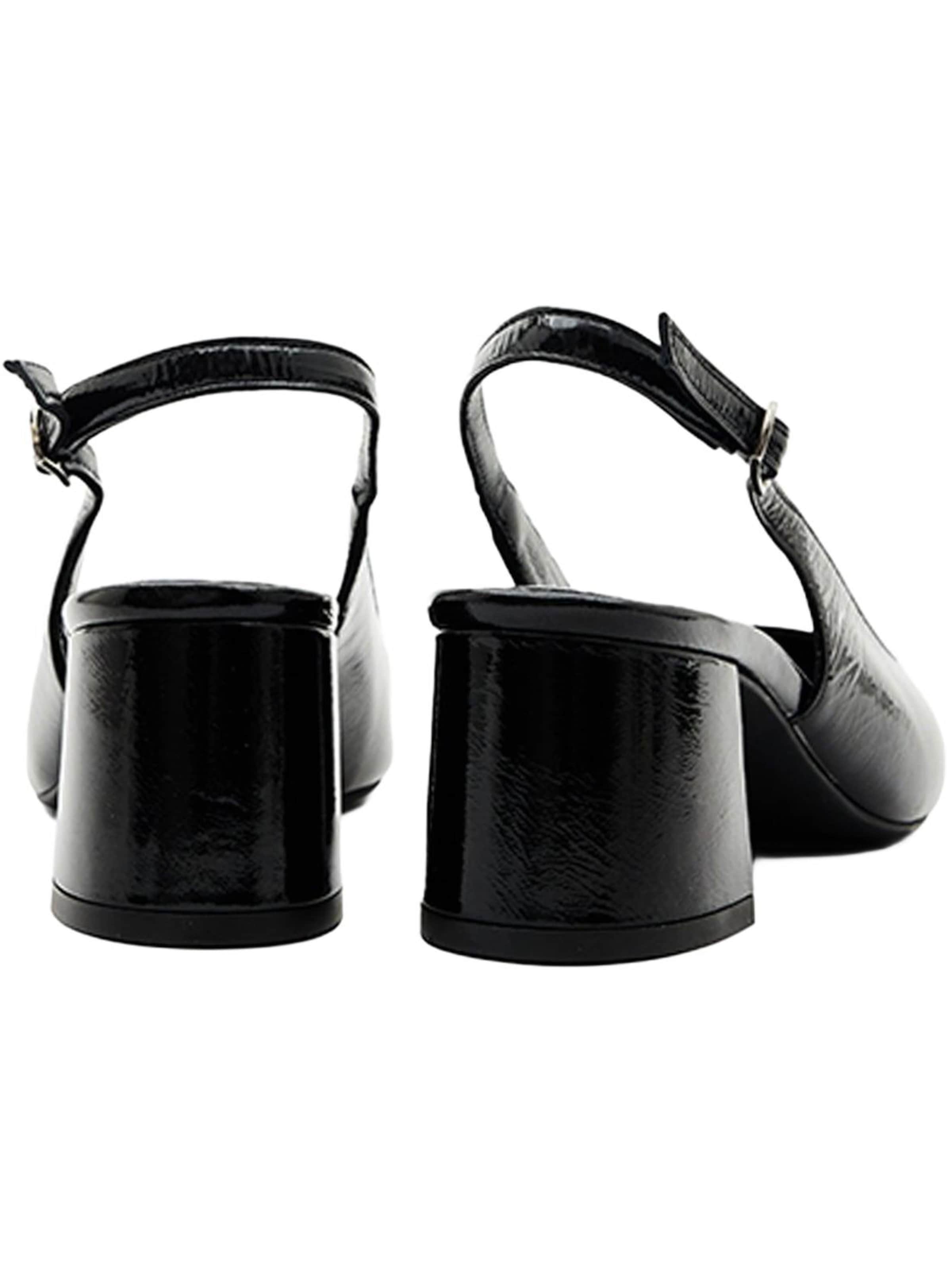 Desa - Zapatos destalonado 'DESA Damen-Slingback-Schuhe aus Lackleder mit Blockabsatz' en negro