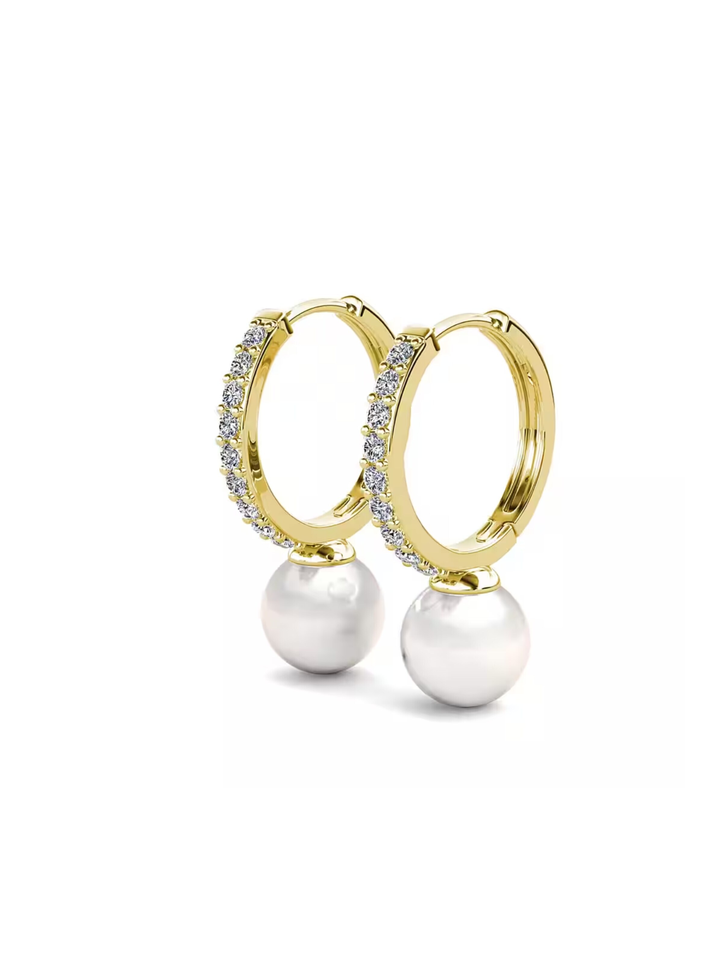 ROUGEMONT Jewellery Ohrringe 'Funkelnde Damen Creolen Muschelperle 925 sterling Silber'‌‌‌‌ in Gold: Vorderseite