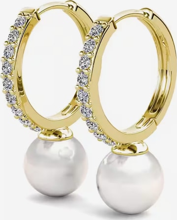 ROUGEMONT Jewellery Ohrringe 'Funkelnde Damen Creolen Muschelperle 925 sterling Silber' in Gold: Vorderseite